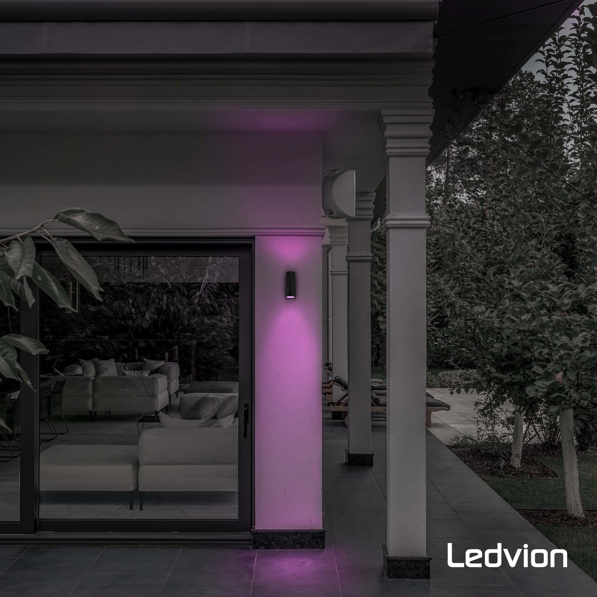 Ledvion Santa Barbara - Lampada Da Parete LED Per Esterni Nera, Doppia Testa GU10, IP54, Illuminazione Da Giardino E Facciata Moderna - 3