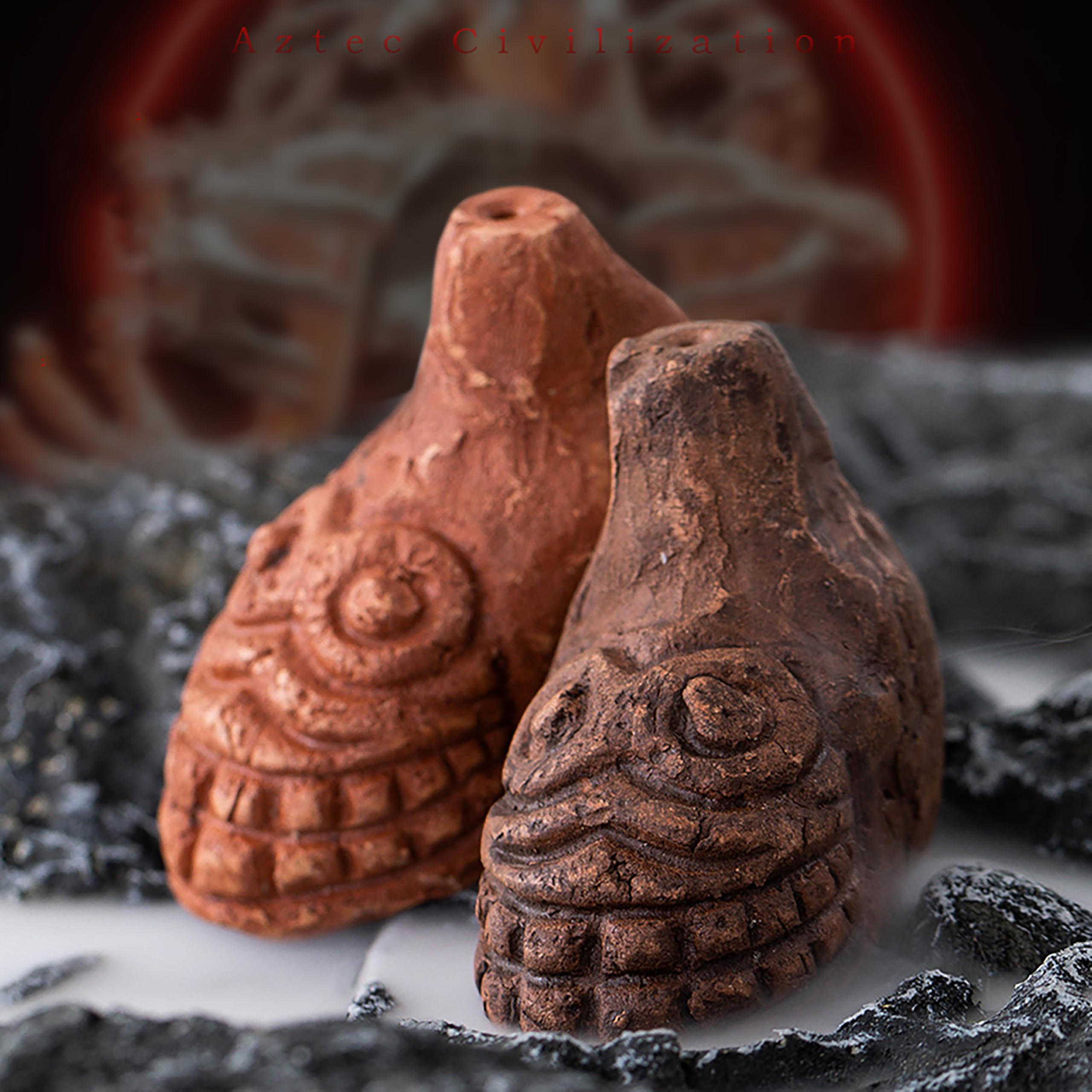 Sifflet de la mort aztèque – Plus de 125 décibels – Son humain authentique – Sifflet de guerre aztèque antique pour Halloween et cadeaux (rouge)
