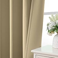 Vista 6 de CUCRAF - Cortinas opacas beige de 45 pulgadas, juego de 2 paneles con bolsillo para barra, cortinas para oscurecer dormitorios y sala de estar