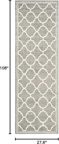 Miniatura 2 de Safavieh Amherst Collection AMT422B - Alfombra para interiores y exteriores, color gris claro y beige