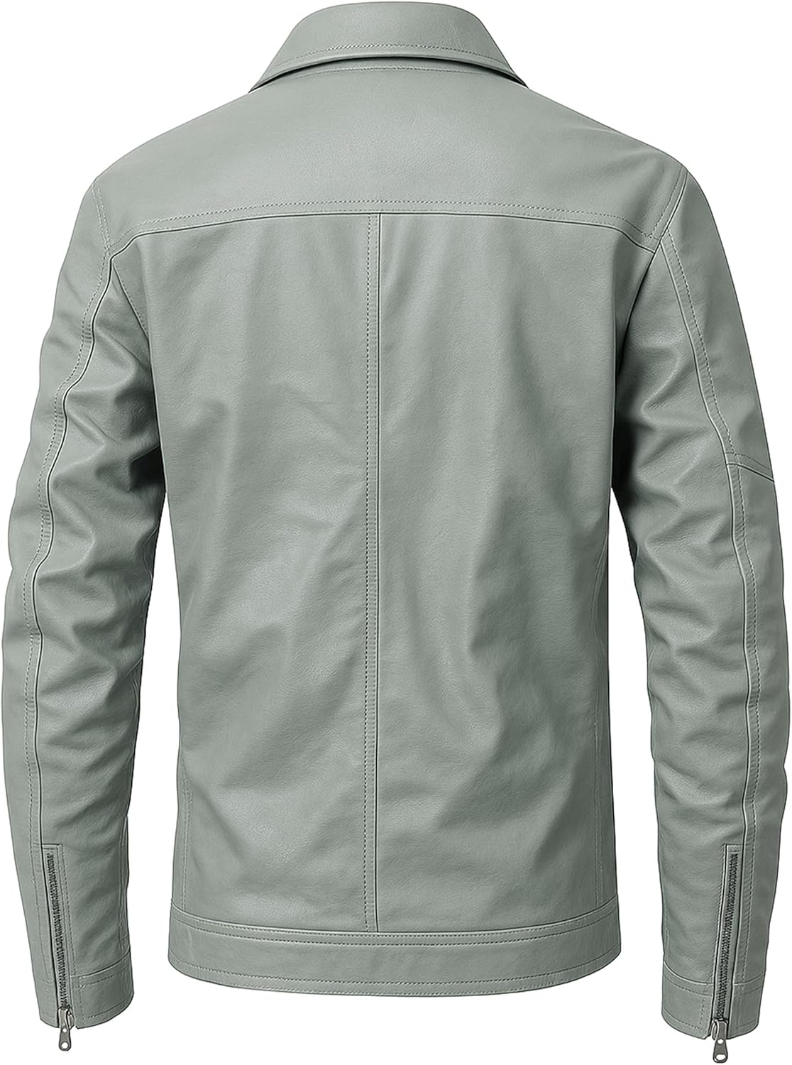 Mens Leather Jacket Faux Leather Motorcycle Jackets Turn Down Collar Biker Coat Outwear - Image 2