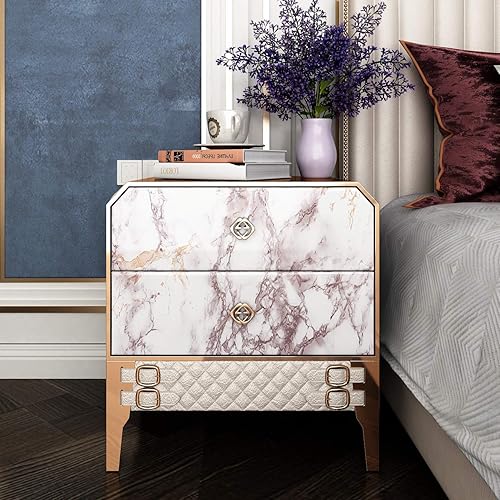 Miniatura 4 de Livelynine - Papel de contacto de mármol para encimeras de cocina, despega y pega, autoadhesivo, impermeable, papel pintado rosa pálido y blanco con