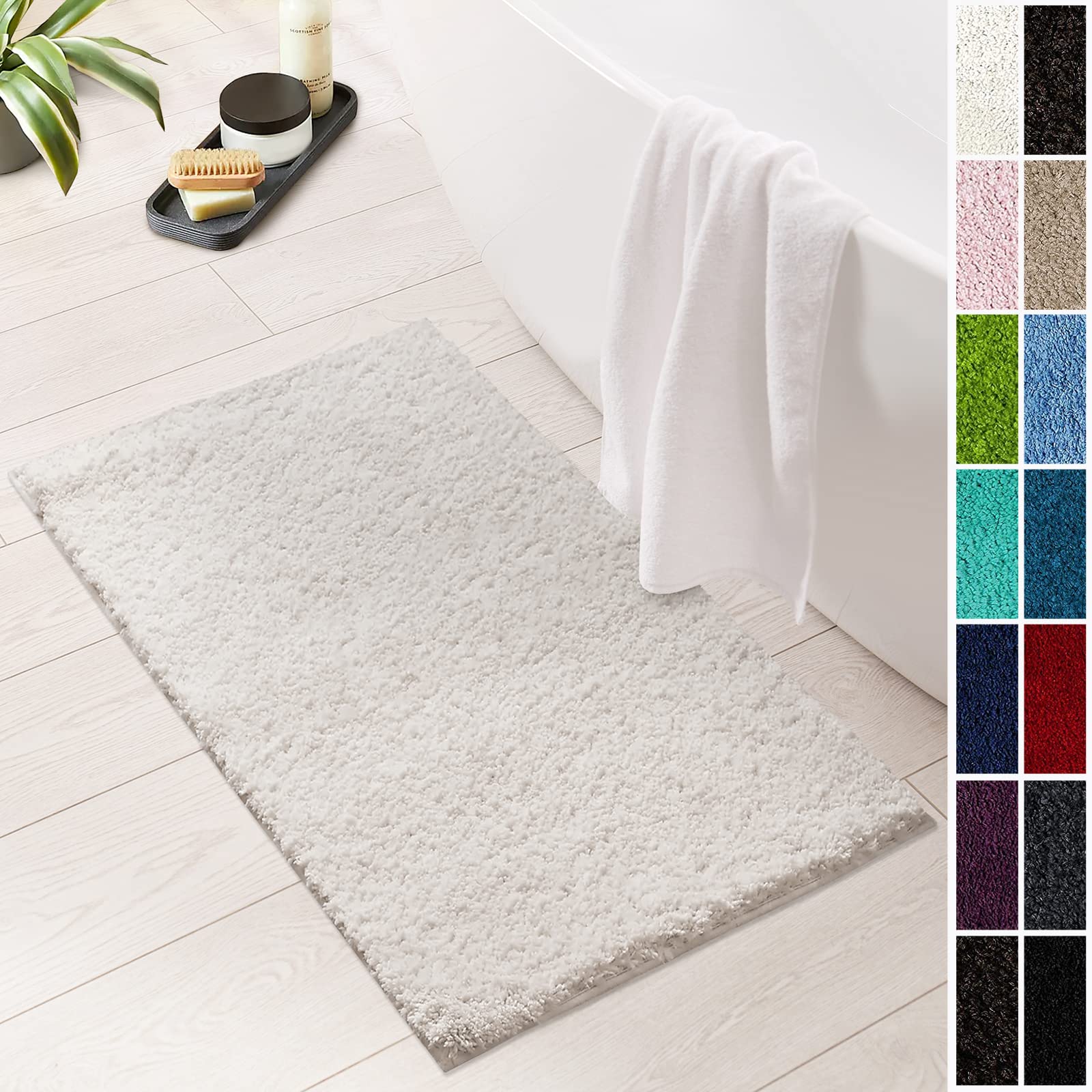 Badmat Sky Soft, vierkant en rond, badkamertapijt, extra pluizig, antislip en sneldrogend, vele kleuren en maten (70 x 120 cm, beige