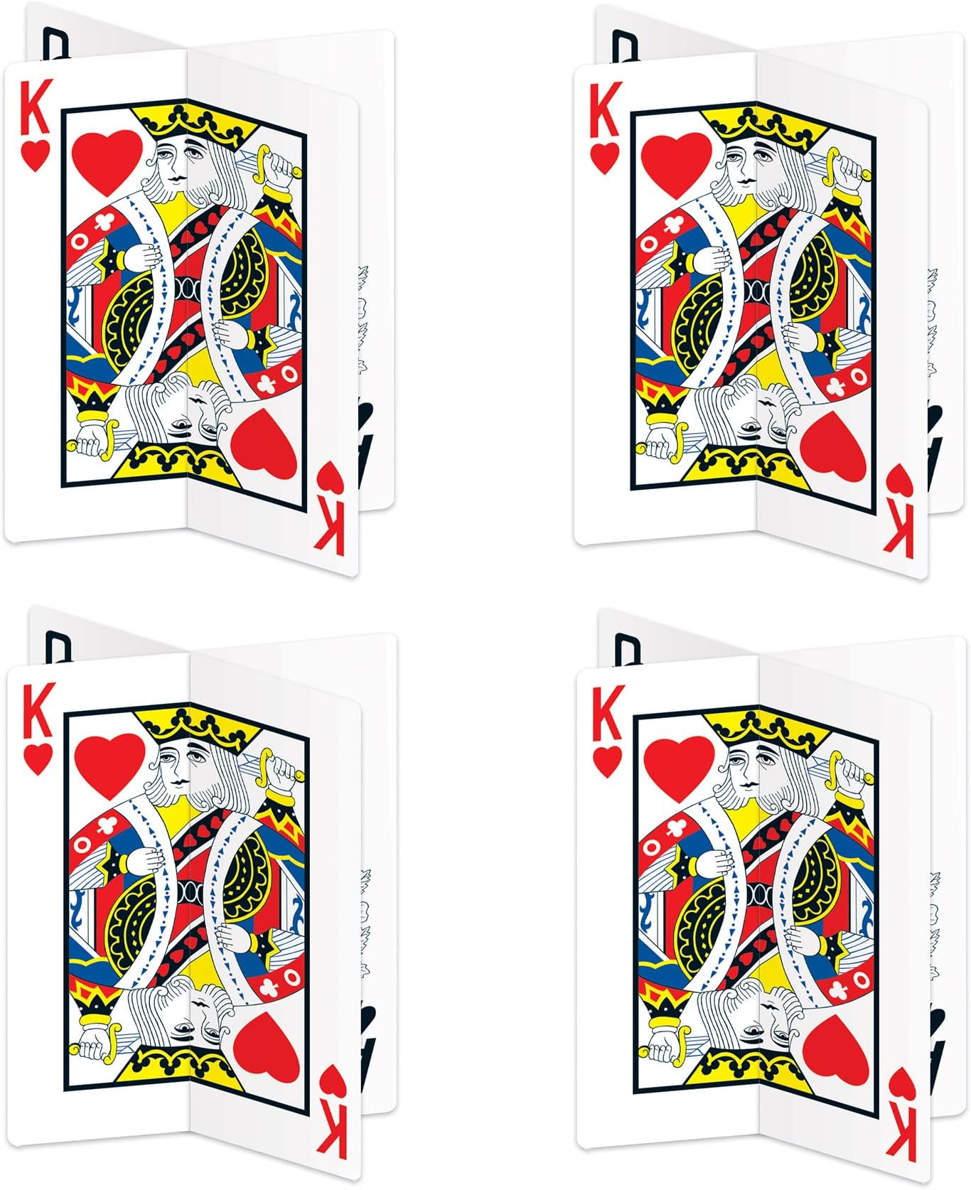 Beistle 4-Pack 3-D Playing Card Centerpieces, Table Decorations for Casino Themed Parties & Gatherings, Game Night Decorations with Poker Cards, 12”