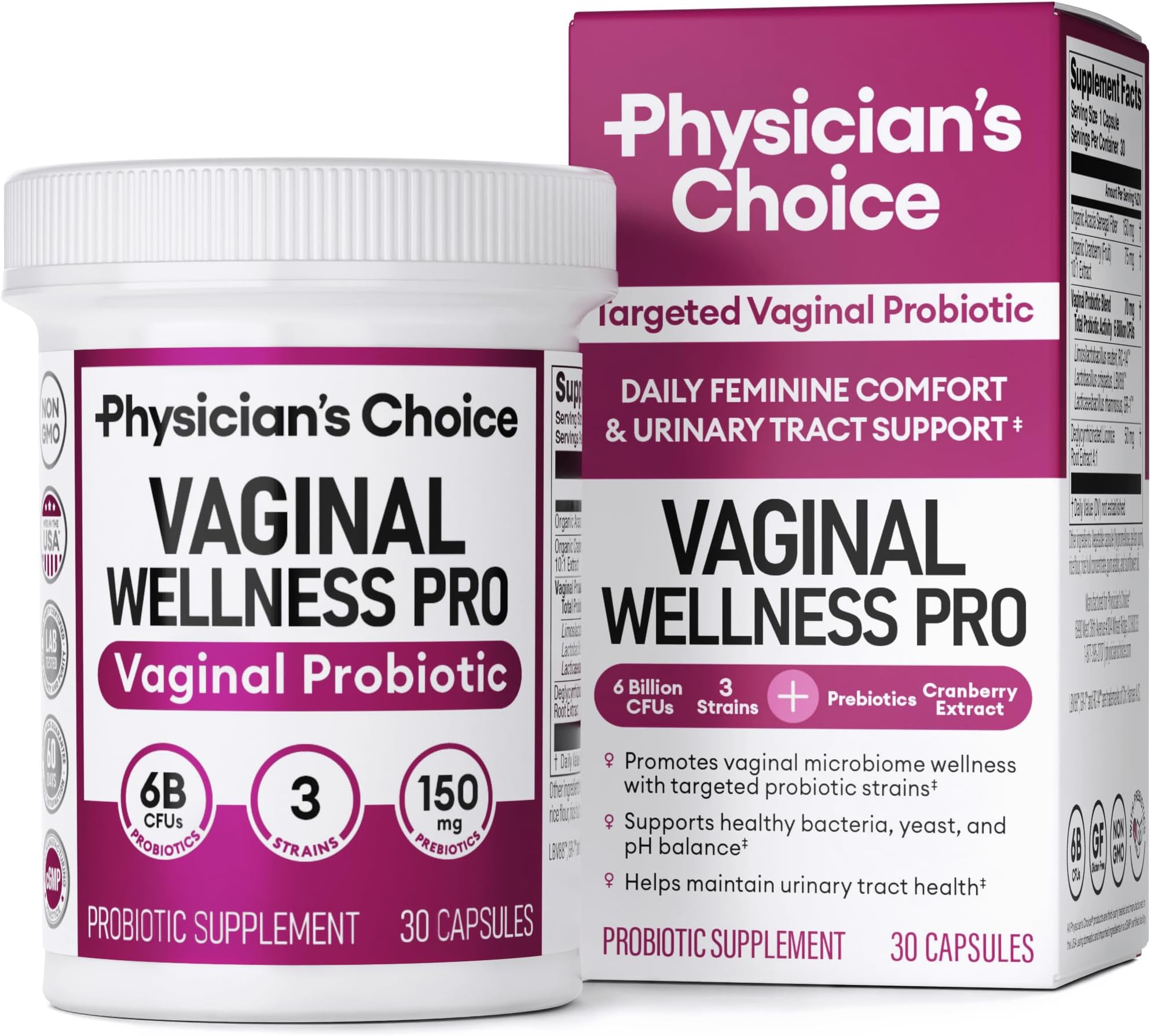 Physician's CHOICE Vaginal Probiotics for Women Unique with Licorice Root PH