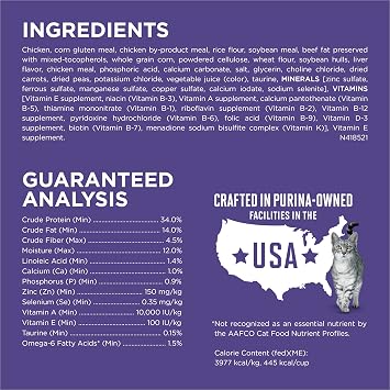 Purina ONE Natural Hairball Control Dry Cat Food, 16 lb Bag | High fiber blend made with real chicken. Antioxidant sources and added vitamins and minerals for overall health for cats.