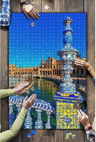 Miniatura 5 de Rompecabezas de madera de 1000 piezas Plaza España en Sevilla, España, divertido y desafiante, rompecabezas de mesa para adultos y niños, grandes