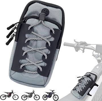 Electric Dirt Bike Frame Bag for Sur-Ron Storm Bee Enduro 2022pr, Water Resistant Front Handlebar Storage Bag, Off Road eBike Motorcycle Tool Pouch Large Capacity,B Grey