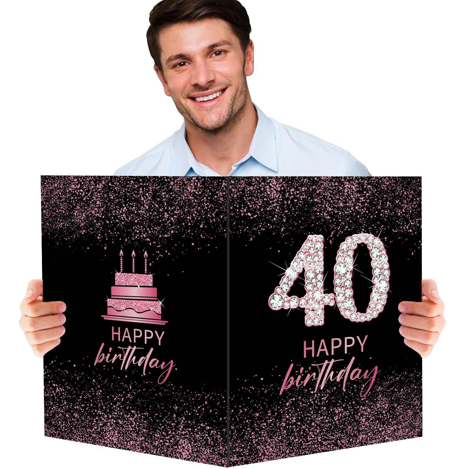 Riesige Geburtstagskarte Zum 40., 35,6 X 55,9 Cm, Roségold – Jumbo-Gästebuch Für Eine Unvergessliche Party