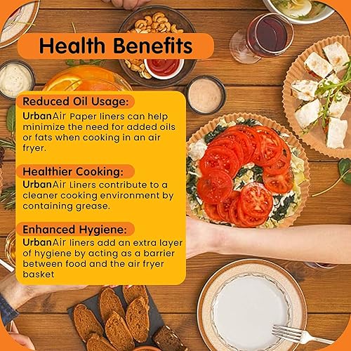 Miniatura 8 de UrbanAir Forros de papel redondos de 8 pulgadas para freidora de aire para una fácil limpieza, antiadherentes, resistentes al calor y ajuste