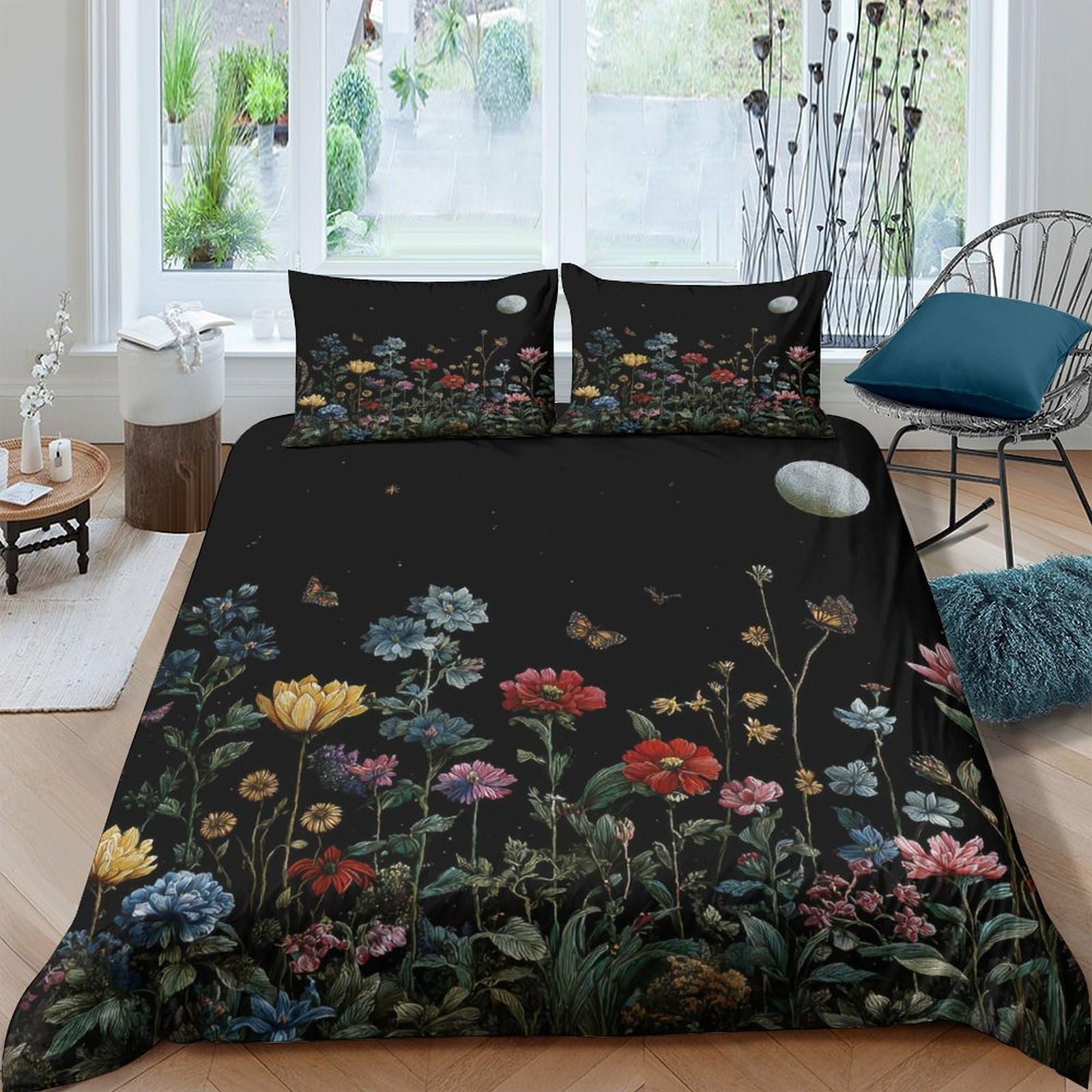 Ctjqhvkz Style-10 3D Printed Botanical Garden Fitted Sheet Microfiber Floral Meadow Bed Cover Slip-Resistant Washable Bedroom Decor Single（135X200cm）