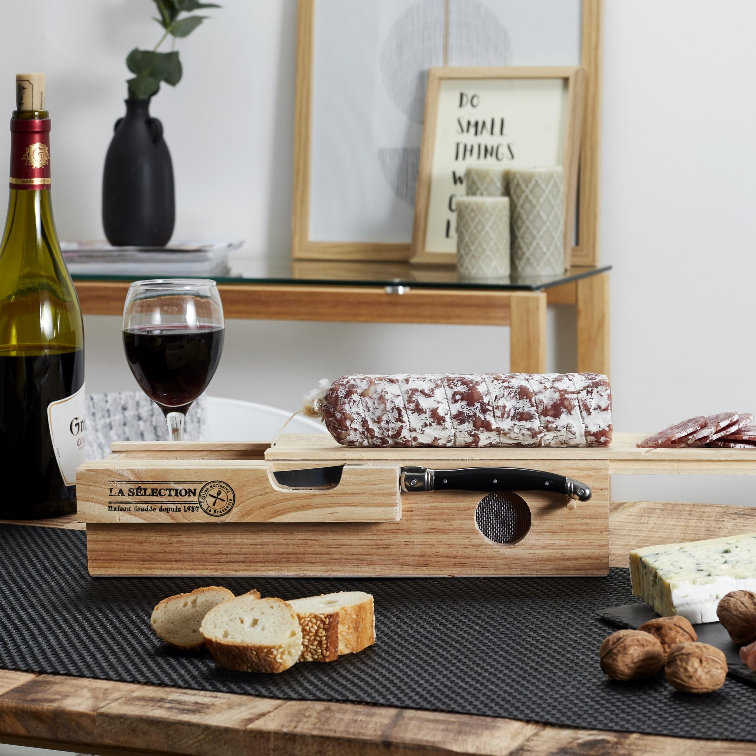 COOK CONCEPT Scatola per Salsicce Laguiole con Coltello, Beige