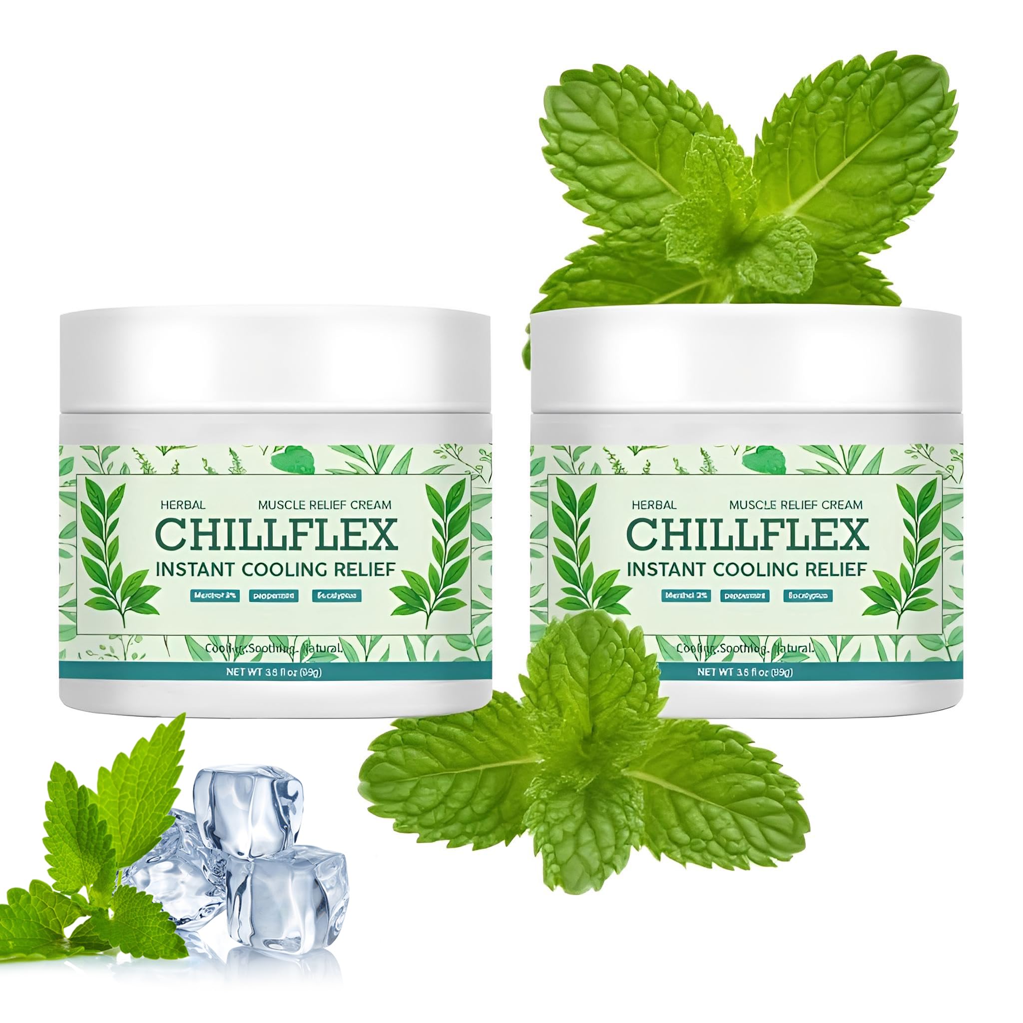 CHILLFLEX Menthol Soothing Cream, Joint Activities Throughout The Body, Cooling Soothing Ointment for Muscle, Head, Neck, Hands and Feet, 3.5oz (2pack)