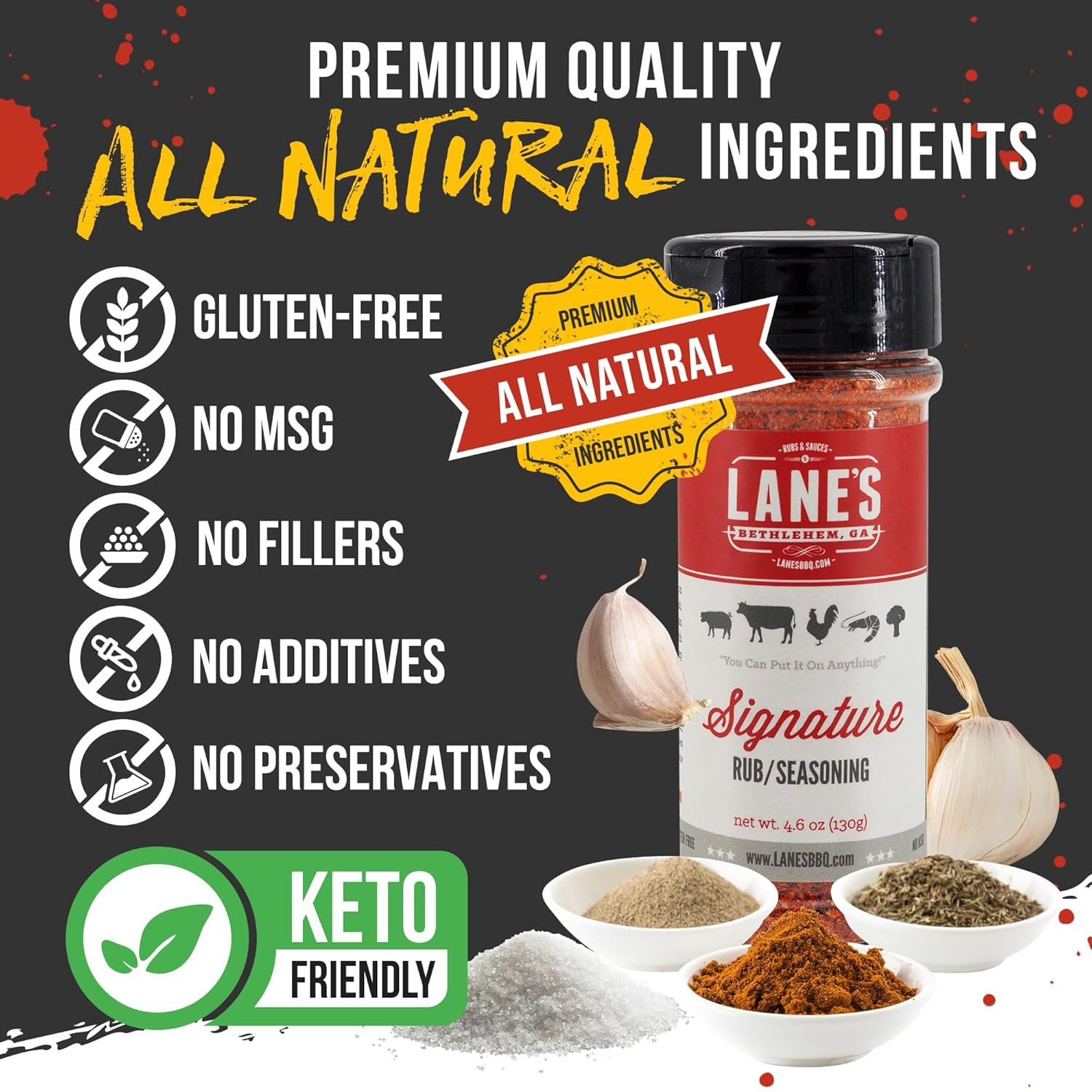 Lane's Signature BBQ Seasoning Rub, 4.6 oz - All-Purpose BBQ Rub for Smoking, Grilling & Cooking - All Natural, Gluten Free, Sugar-Free Meat Spice for Beef, Chicken, Pork - Made in USA - Image 4