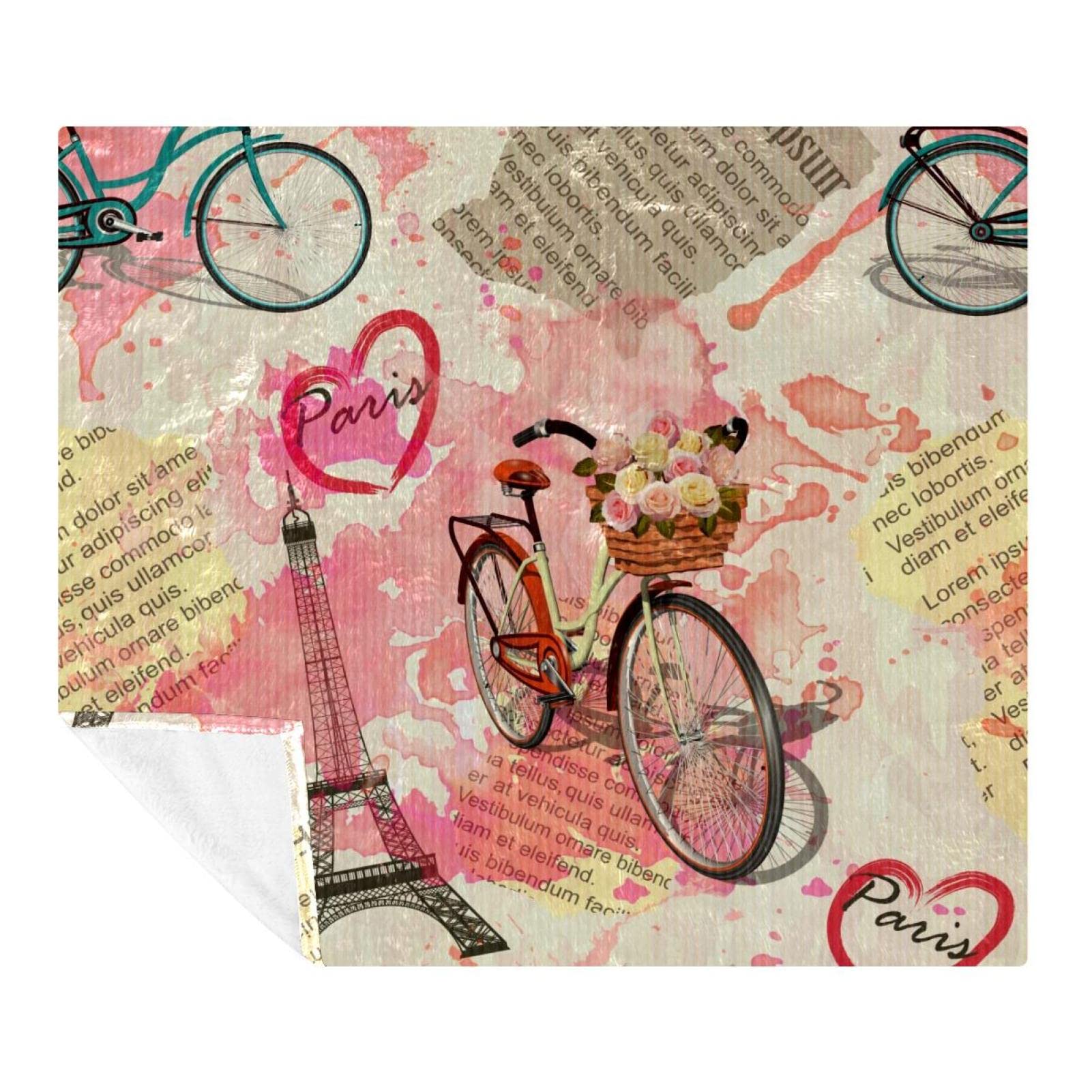 Couverture Paris Tour Eiffel vintage en microfibre pour lit et canapé de 150x200 cm