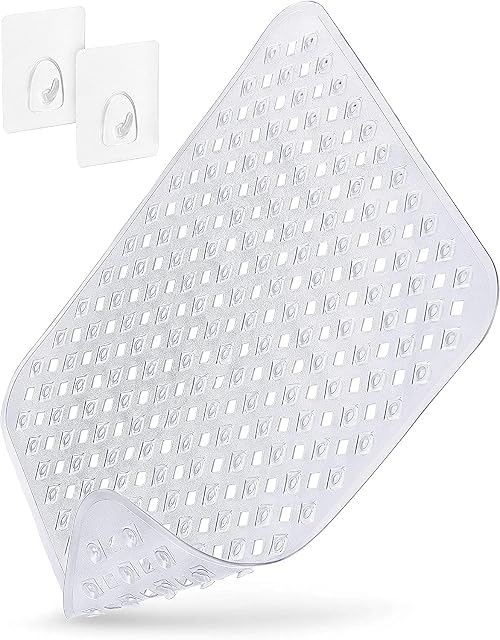 Homerella mata prysznicowa antypoślizgowa dla skóry wrażliwej 88x39cm, ŁĄCZNIE Z ZAWIESZENIEM | antypoślizgowa mata kąpielowa bez BPA | mata pod prysznic odporna na pleśń & pranie w pralce | mata prysznic