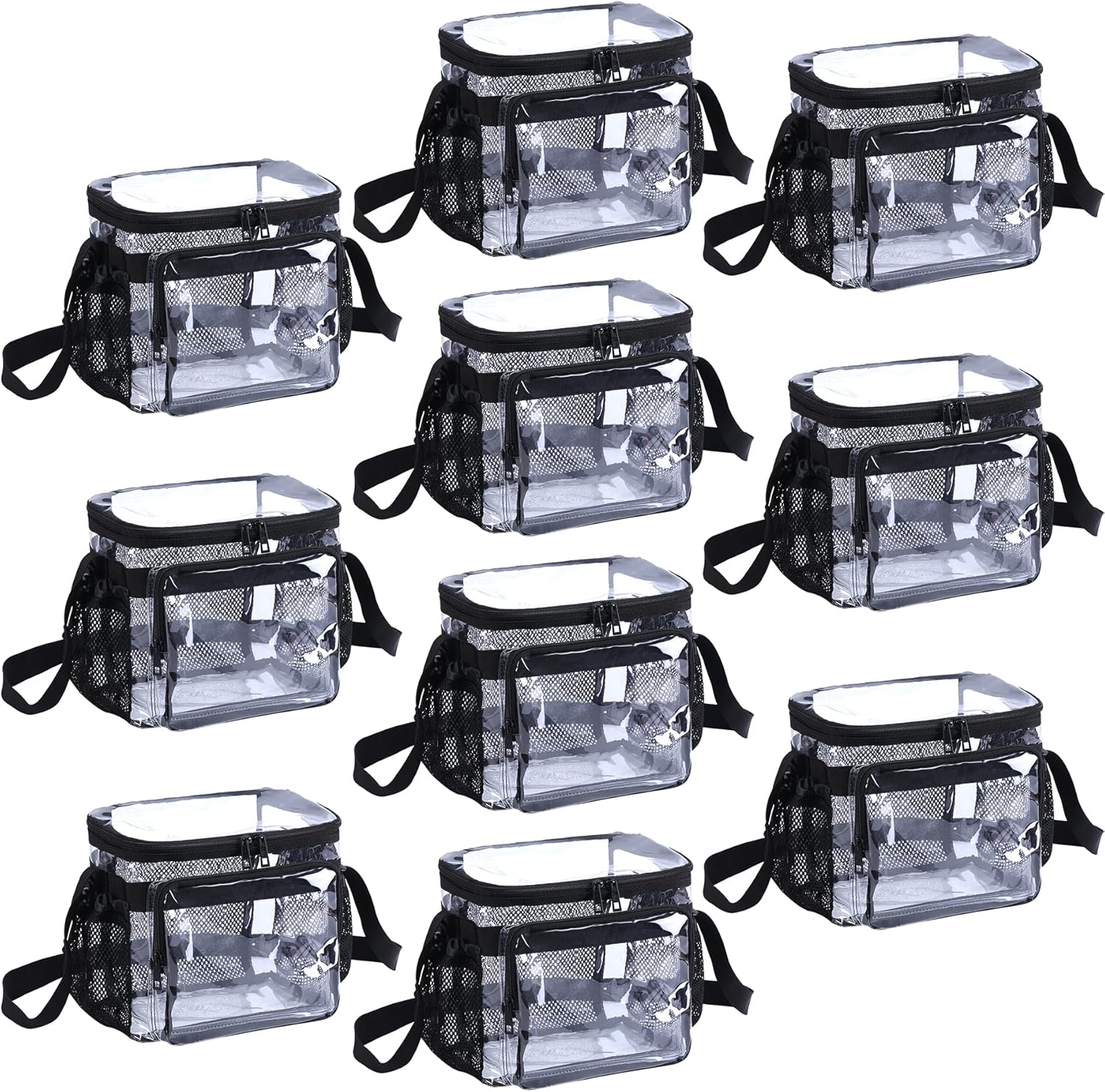 10 Packs Clear Lunch Bag for Work Correctional Officers - Plastic Transparent Lunch Tote Stadium Bags See Through