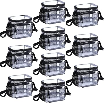 BORMELUN 10 Packs Clear Lunch Bag for Work Correctional Officers - Plastic Transparent Lunch Tote Stadium Bags See Through
