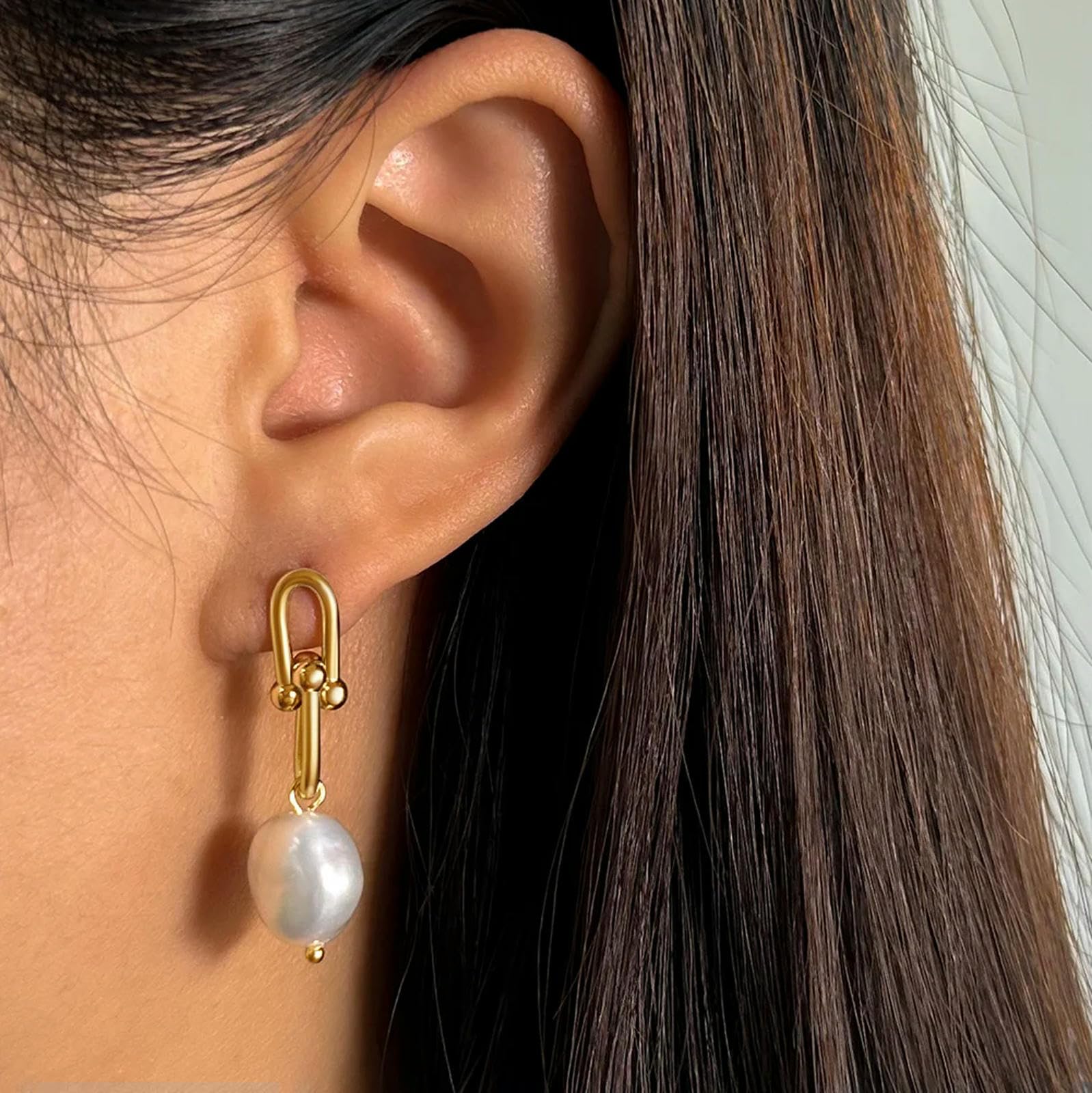 Pendientes Colgantes Vintage De Plata De Ley 925 Con Perla Barroca Natural Seleccionada A Mano Para Mujer.