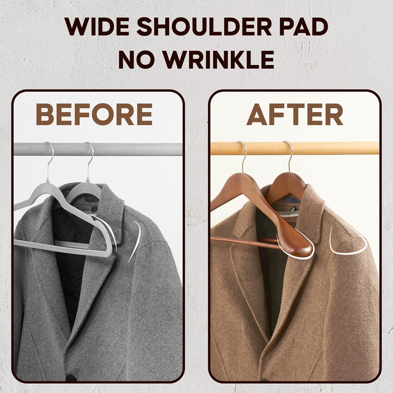 ELONG HOME Coat Hanger, 6 Pack Heavy Duty Wooden Hangers with Extra Wide Shoulder, 17.5" Luxury Suit Hanger for Closet, Walnut with 360 Swivel Hook & Strong Pant Bar