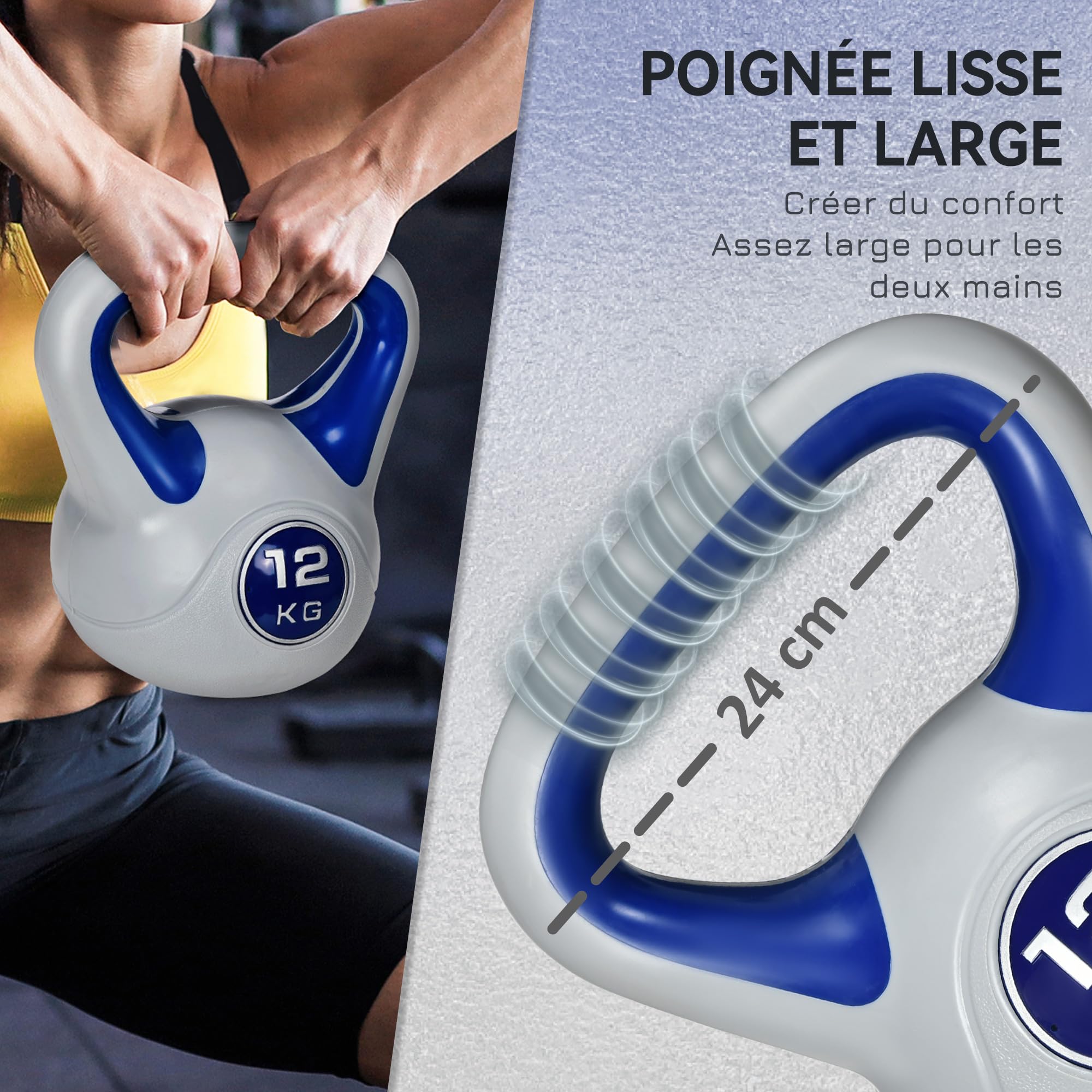 SPORTNOW Kettlebell 8/10/12/14/16 kg, Haltère avec Poignée Ergonomique, Haltère à Boule, Musculation, Entraînement, pour Fitness, Gym