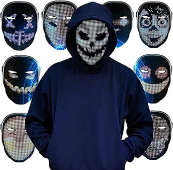 Eng masker met blauw licht voor griezelfeestje en of Eng masker met blauw licht voor griezelfeestje en of