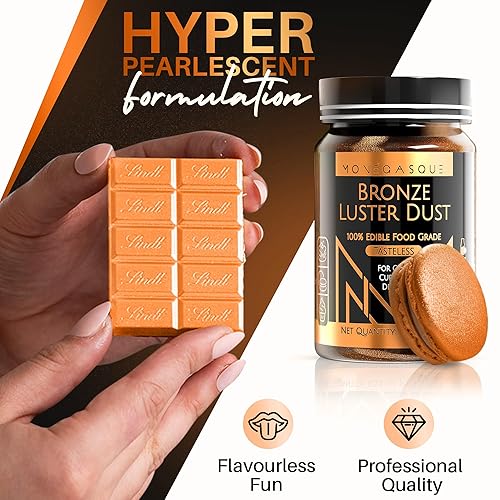 Miniatura 7 de MONÉGASQUE Polvo de bronce brillante con purpurina comestible para bebidas y postres, 0.53oz, polvo de bronce comestible para pasteles y bebidas