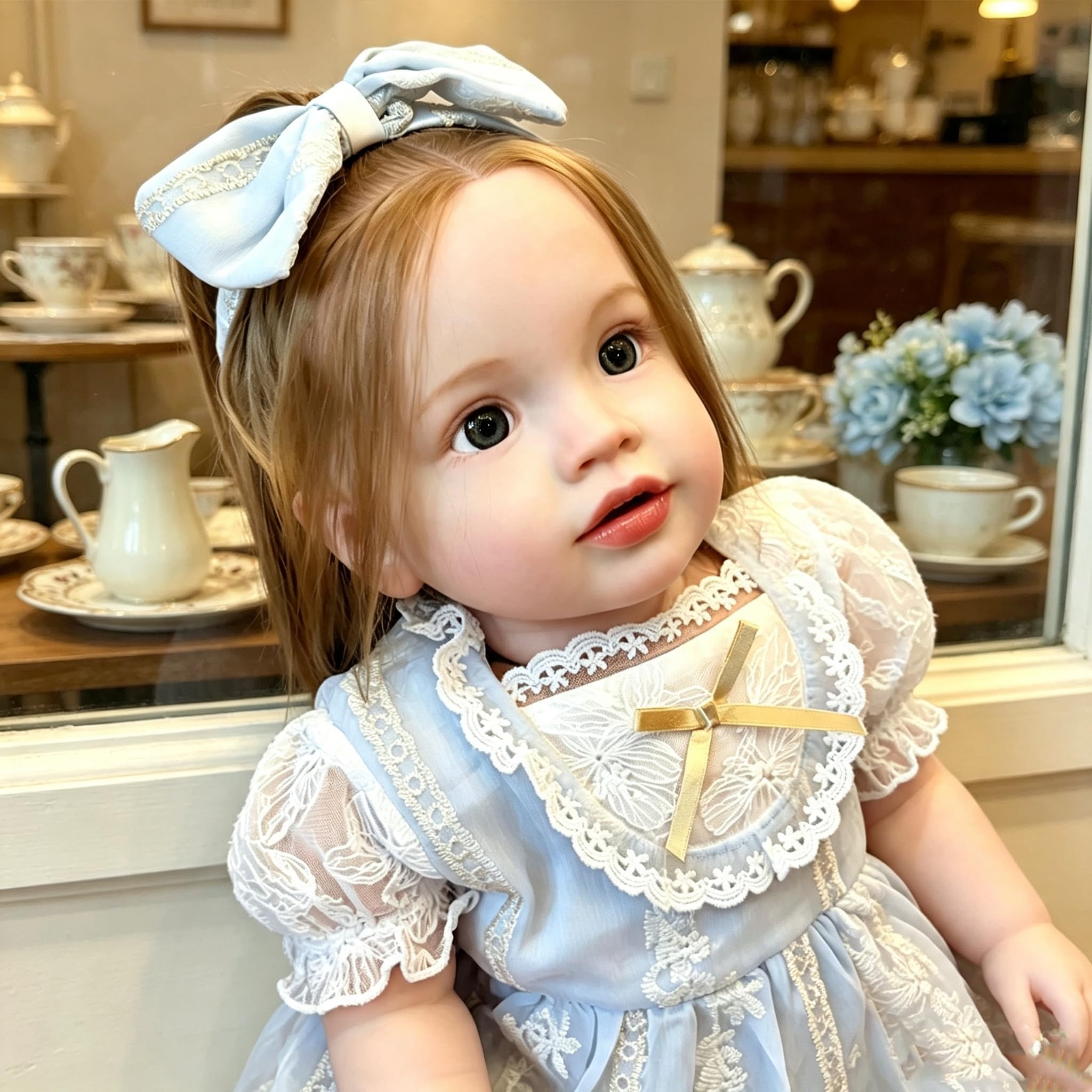 RXDOLL 26 Zoll Reborn Baby Puppen Weicher Vinyl-Stoffkörper, Große Größe Lebensechte Baby Mädchen mit Verwurzeltem Haar, Realistische Neugeborene Reborn-Kleinkindpuppe für Kindergeschenke