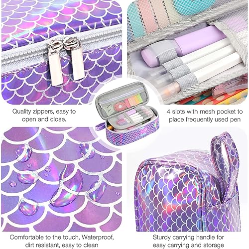 Miniatura 72 de Jcocylse Estuche para Lápices de Gran Capacidad, Bolsa Portátil para Lápices, Suministros Escolares para Estudiantes Universitarios y Adultos (Azul