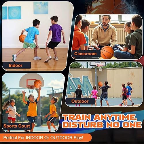 Miniatura 7 de Baloncesto silencioso tamaño 7 (29.5 pulgadas) Baloncesto interior de espuma sin aire ranurada para regates silenciosos y entrenamiento en