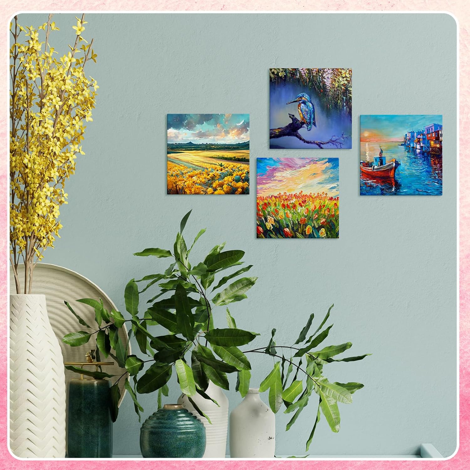 100 Pcs Mini Painting Canvas Panels Art Painting Canvases Panels Cotton Blank White Small Canvas Acid Free Boards for Watercolor Acrylic Oil Paint(4 x 4 Inch) - Image 5