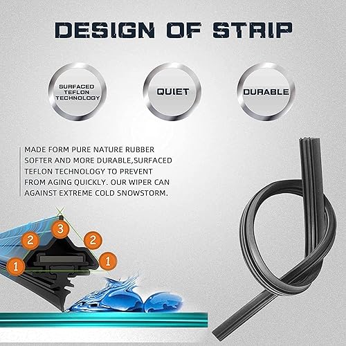 Miniatura 8 de AUTOBOO - Limpiaparabrisas de repuesto 26 + 14 pulgadas con limpiaparabrisas trasero de 12 pulgadas para Toyota Yaris 2007-2011, calidad original de