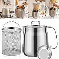 Récipient Acier Inoxydable 304 Filtre à Huile Cuisine En Inox 304 2 Litres Avec Passoire Friteuse Et Stockage Huile 878770