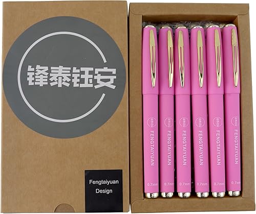 Fengtaiyuan Pin18 - Bolígrafos de tinta de gel rosa, cómodo agarre antideslizante, tinta rosa, 0.028 in, punta fina, tinta de secado rápido, caja de