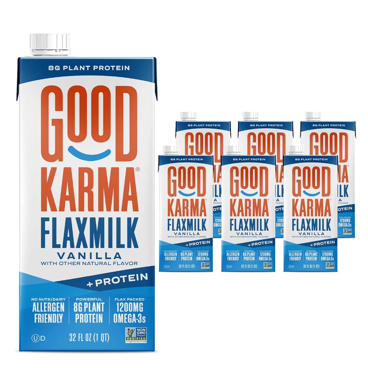 Good Karma Vanilla Flaxmilk +Protein, 32 Ounce (Pack of 6