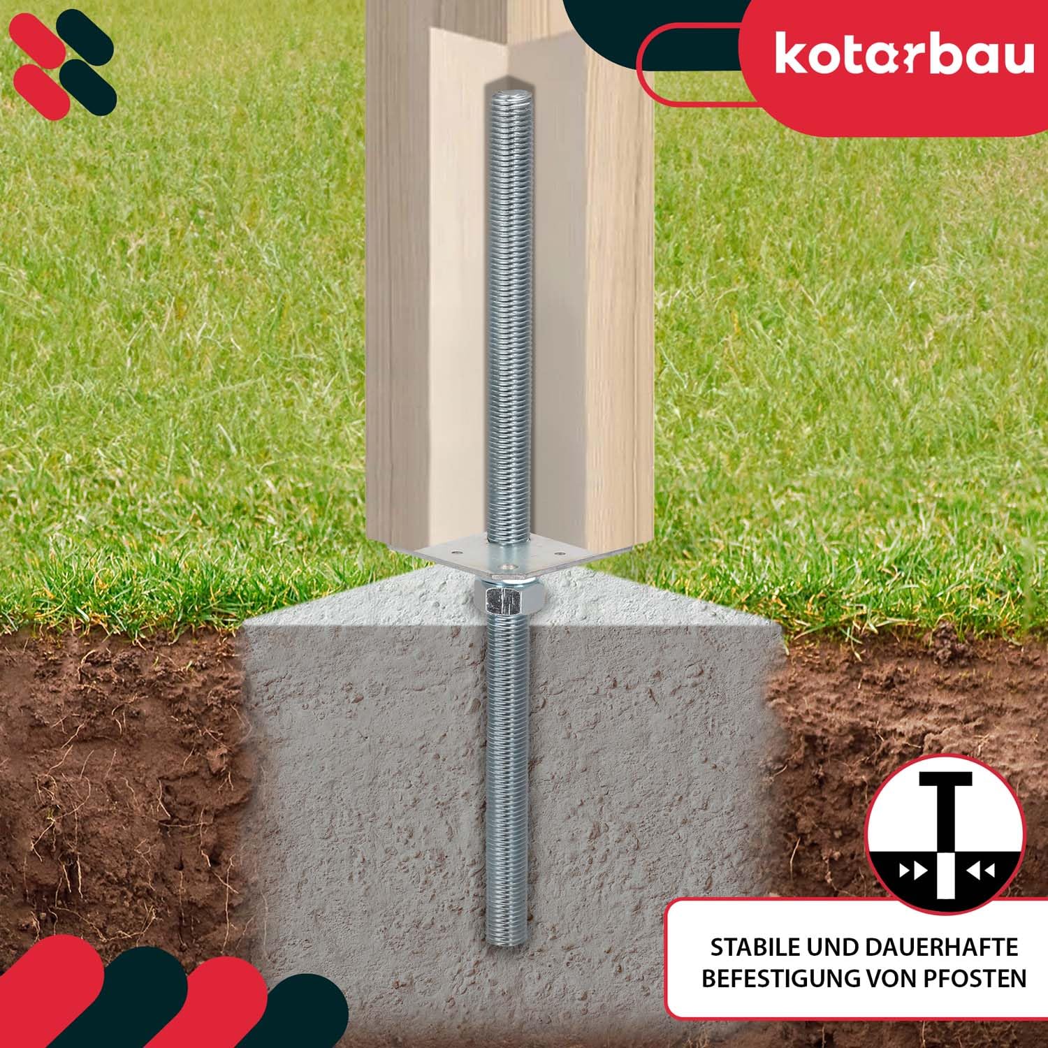 Supporti Per Pali KOTARBAU 80x80mm - Set Da 2 Regolabili In Altezza (90-150mm) | Zincati Per Esterni - Foto 12