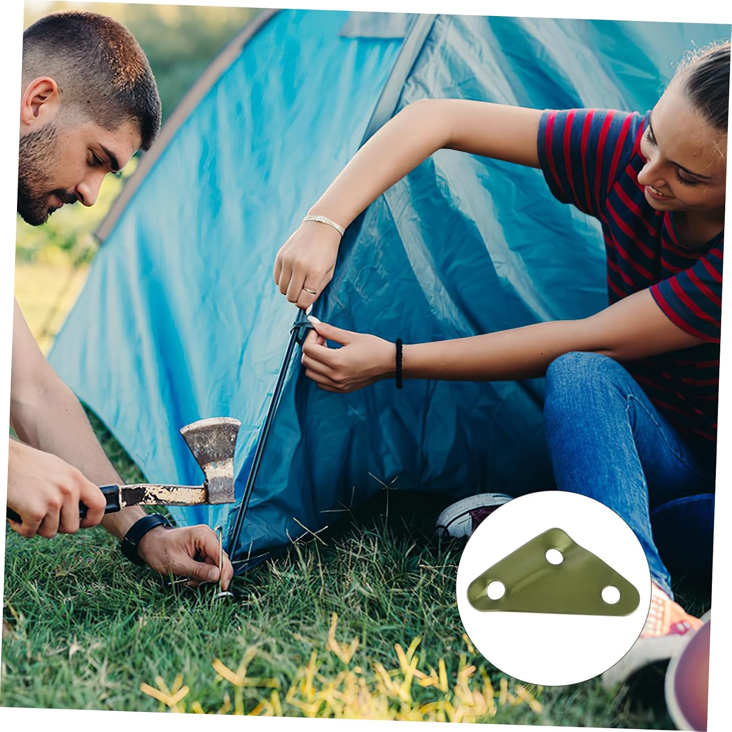 POPETPOP 20pcs Sturdy Aluminum Triangle Adjuster Buckle Tent Rope Tensioner for Camping Rope Accessories Survival Gear