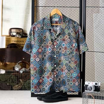 karaku 夏の万華鏡 総柄　アロハシャツ Amazon | [karaku] シャツ メンズ 半袖 ゆったり 吸汗速乾