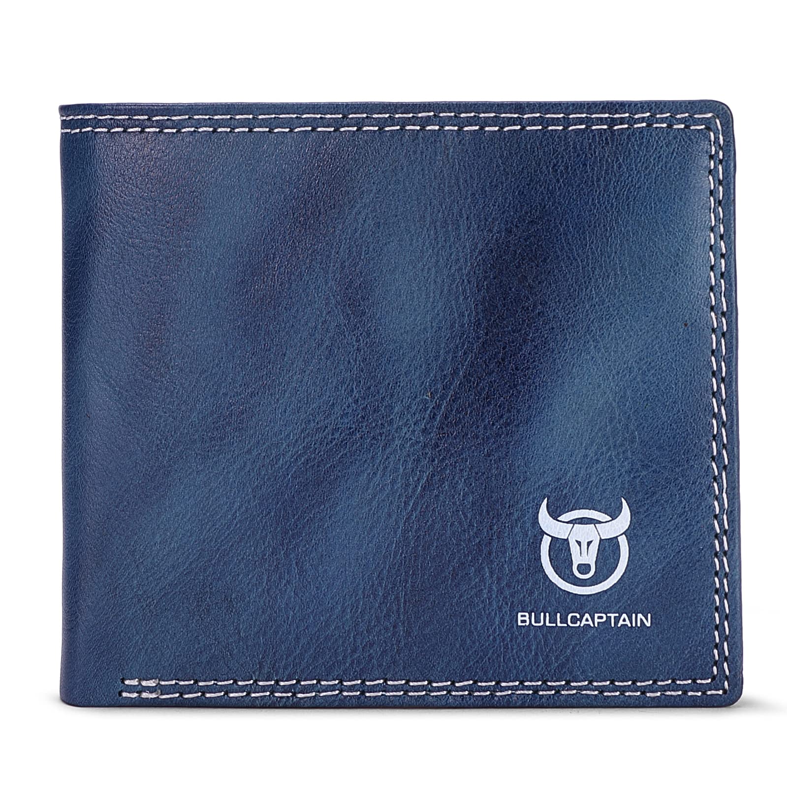 LUKZIJAES Genuine Leather Wallet for Men RFID Blocking Slim Bifold Front Pocket Wallets with 2 ID Window (#3-Blue)