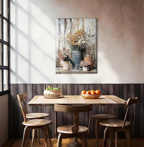 Miniatura 5 de Lienzo rústico con margaritas y margaritas, arte de pared, pintura campestre neutra, decoración de pared, flores, naturaleza muerta, botánica,