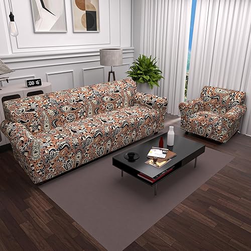 Miniatura 9 de Fundas elásticas para sofá, Fundas de sofá con estampado floral, 2 piezas de funda para sillón con funda de sección separada, Funda lavable para