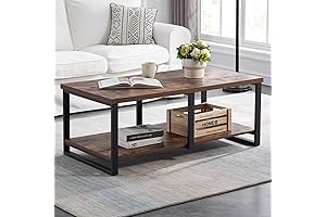 Rustic Industrial Wood Metal Coffee Table