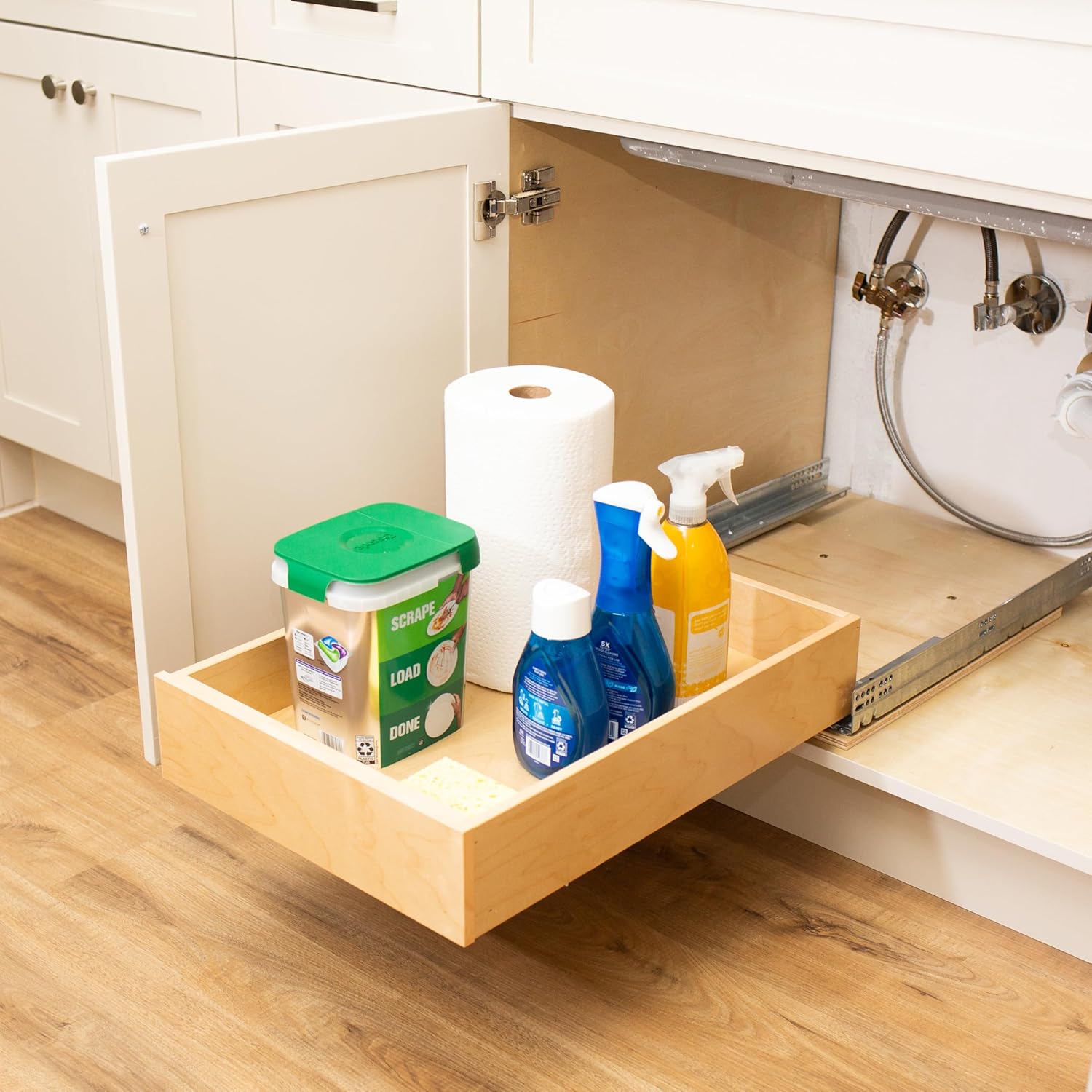 Custom Pull Out Cabinet Drawer (10"–32" Width) – Fully Assembled UV-Prefinished Birch Slide-Out Shelf with Soft-Close Slides for Easy Install