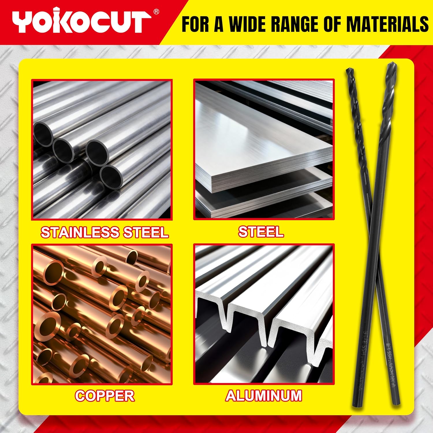 1/2 Inch x 12 Inch Drill Bit – Long Drill Bit, Industrial Black Oxide Coating – Cobalt Aircraft Extension Drill Bits for Steel, Hard Metal, Cast Iron, Wood, Plastic