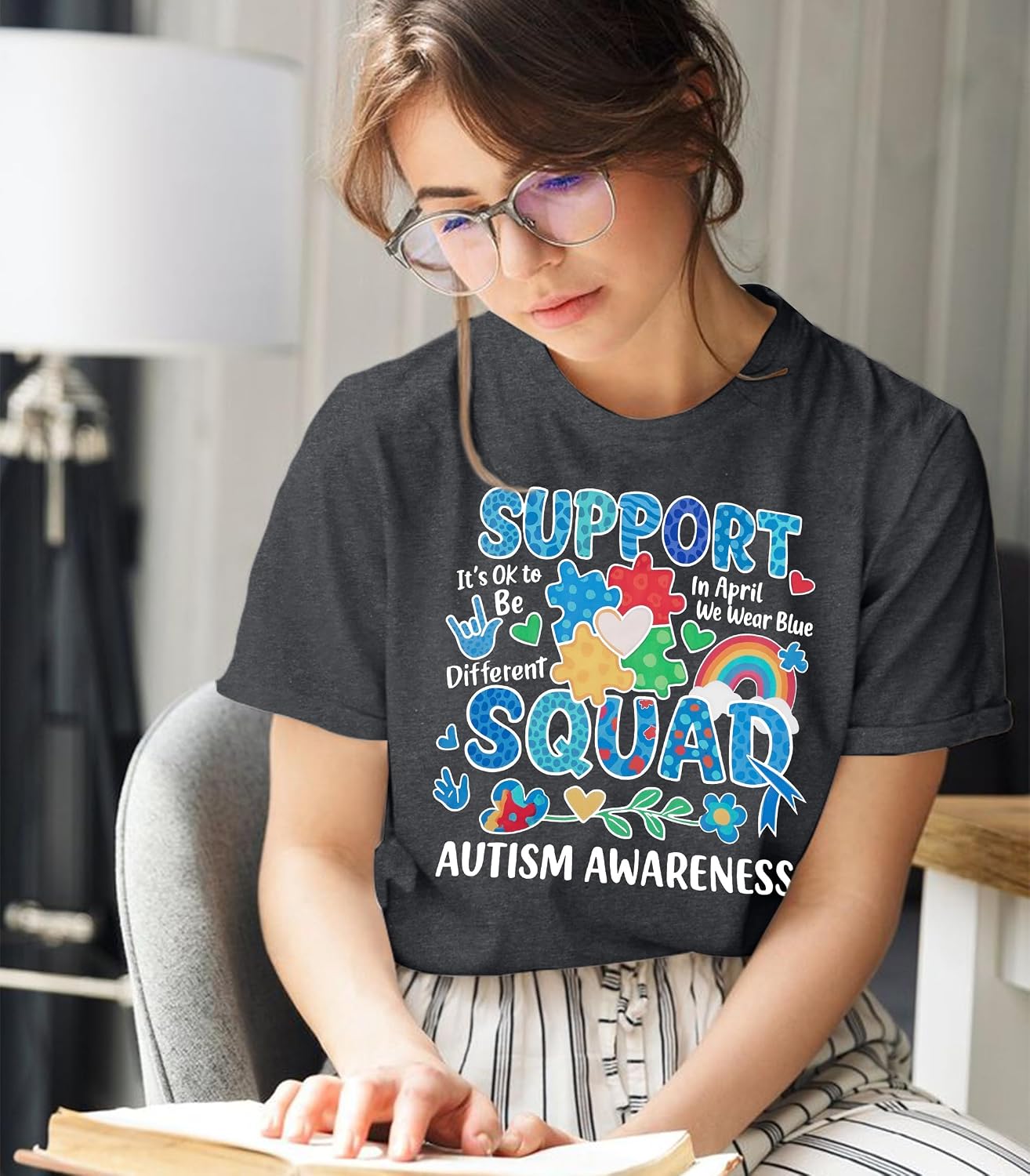KIDDAD Autism Awareness Shirt Womens Autism Shirts Mental Health Tees Casual Inspirational Short Sleeve Tee Tops