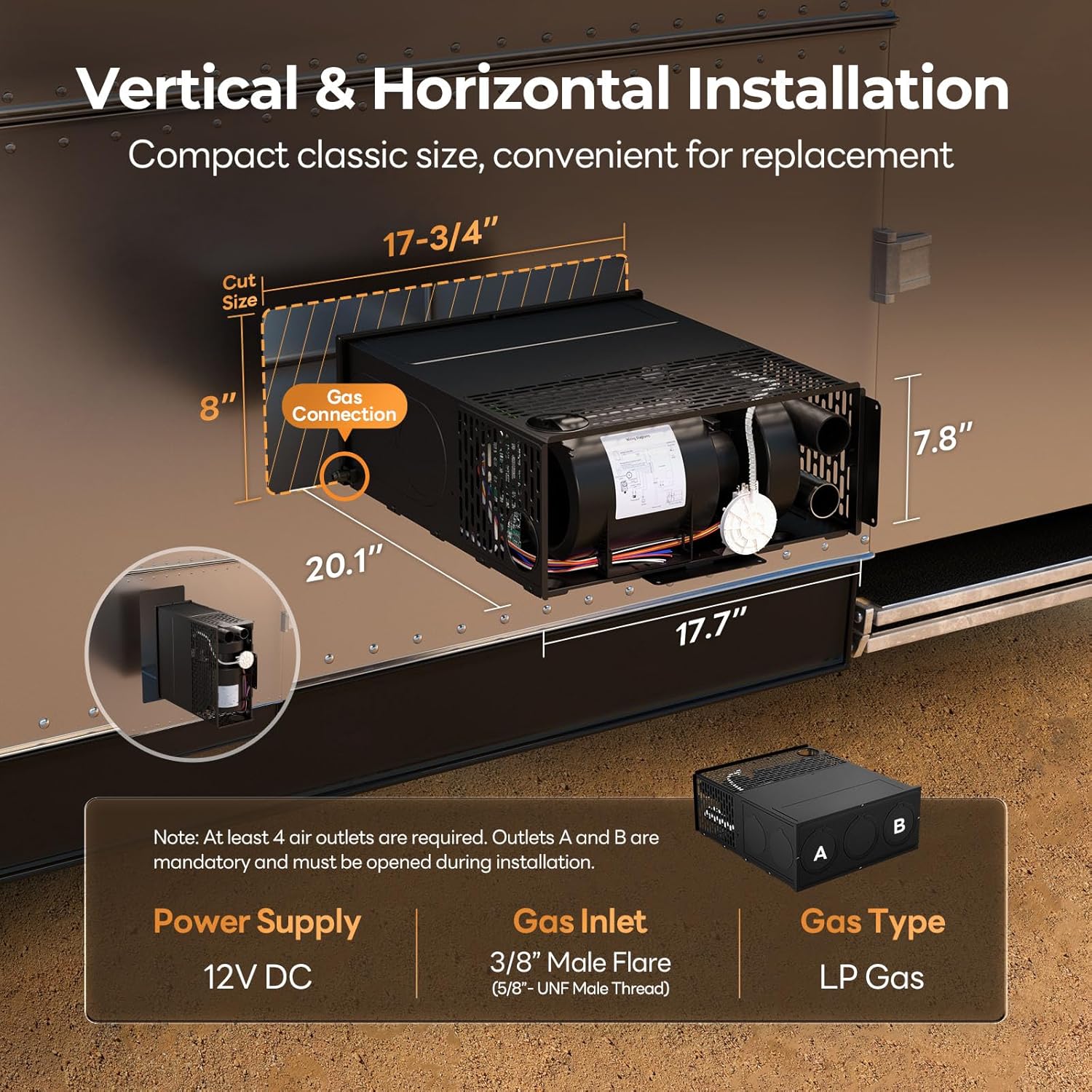 FOGATTI RV Furnace 35,000 BTU High-Efficiency RV Heater with Thermostat for Camper, Motorhome & Travel Trailer