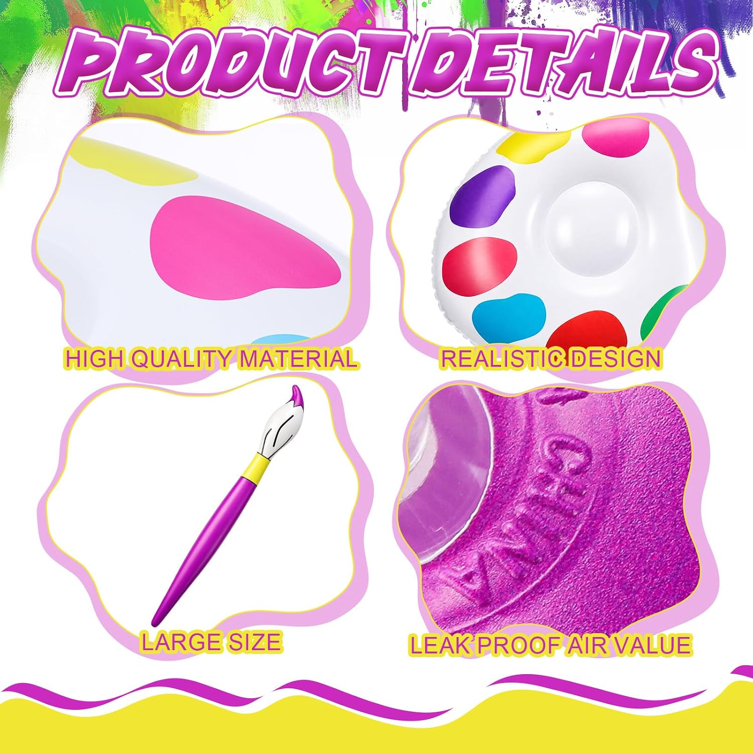 Blueweenly 6 Pcs Giant Inflatable Art Painting Classroom Decor Back to School 31.5 Inch Giant Inflatable Paint Brushes 19.7 Inch Paint Plates for Back to School Party Photo Prop
