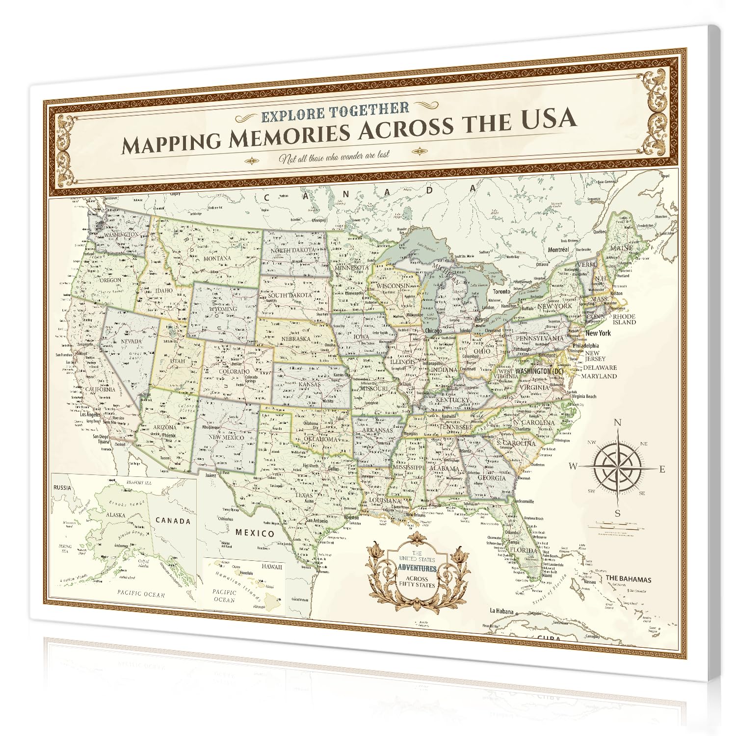 DECORARTS US Maps for Wall, Colorful Canvas USA Map, 35x28''