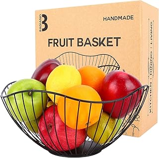 Fruit Bowl for Kitchen Counter, Modern Metal Wire Vegetable Basket for Bread and Snacks, Decorative Fruits and Veggie Stor...