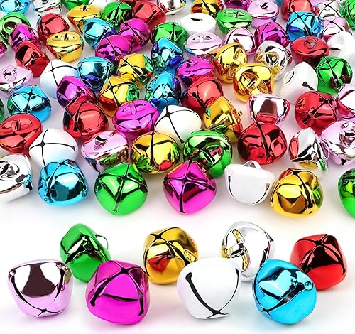 Cascabeles para manualidades, cascabeles grandes multicolor de 1 pulgada a granel, 8 colores decorativos para bricolaje, festivales de Navidad,